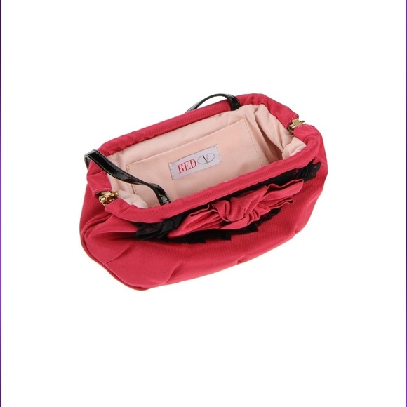 RED(V) Fuscia with black lace Clutch - Picture 2 of 2